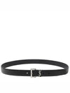 Grained Leather Silver Monogram Belt Black - SAINT LAURENT - BALAAN 2