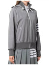 Women's Ripstop Mesh 4 Bar Hoodie Zip-up Grey - THOM BROWNE - BALAAN.