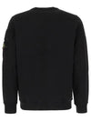 Brushed Organic Cotton Fleece Sweatshirt Black - STONE ISLAND - BALAAN 3