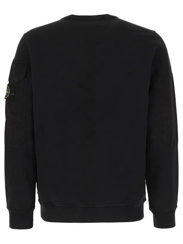 Brushed Organic Cotton Fleece Sweatshirt Black - STONE ISLAND - BALAAN 3