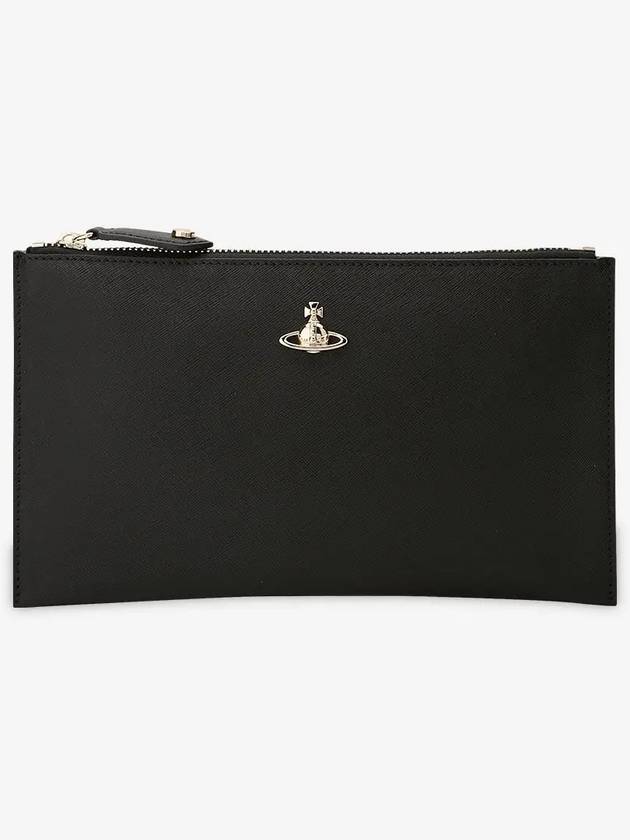 Leather Zipper Clutch Bag Black - VIVIENNE WESTWOOD - BALAAN 3