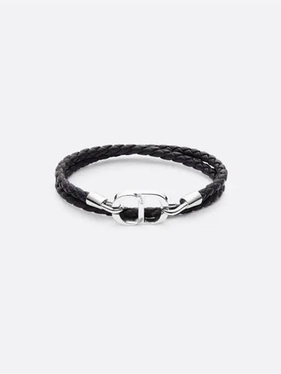 CD Icon Braided Leather Bracelet Black - DIOR - BALAAN 2