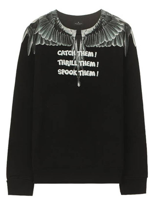 Catch Them Wings Print Sweatshirt Black - MARCELO BURLON - BALAAN.