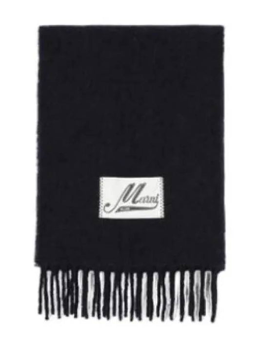 Brushed alpaca muffler blue black scarf - MARNI - BALAAN 1