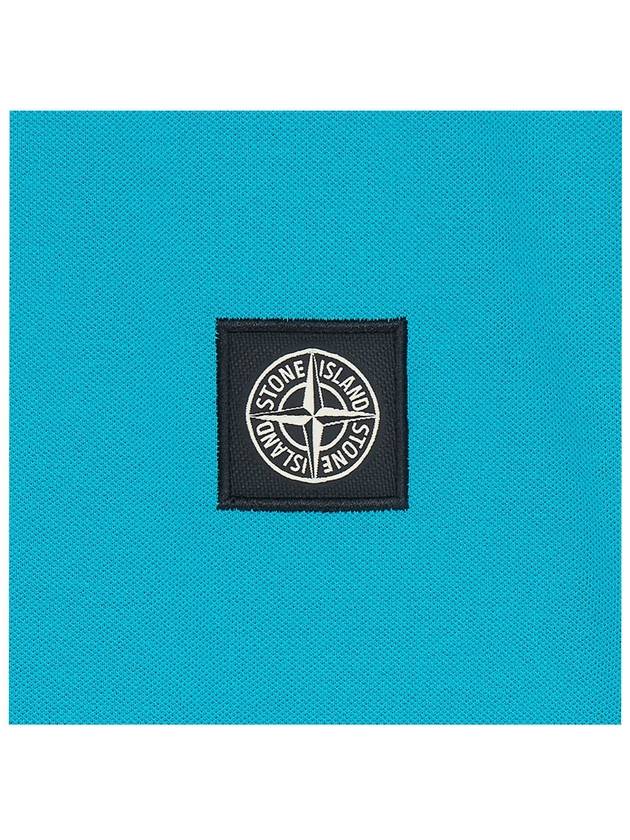 Men's Two Line Wappen Patch Cotton Short Sleeve Polo Shirt Blue - STONE ISLAND - BALAAN 9