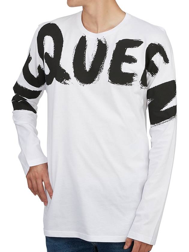 Men's Macro Graffiti Long Sleeve T-Shirt White - ALEXANDER MCQUEEN - BALAAN 6