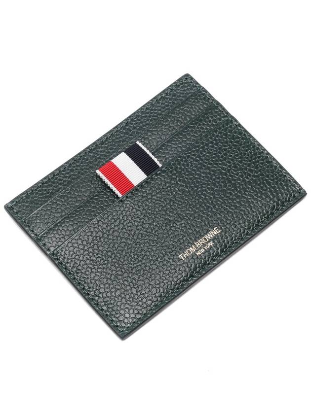 Pebble Calfskin 4-Bar Applique Note Card Wallet Dark Green - THOM BROWNE - BALAAN 6