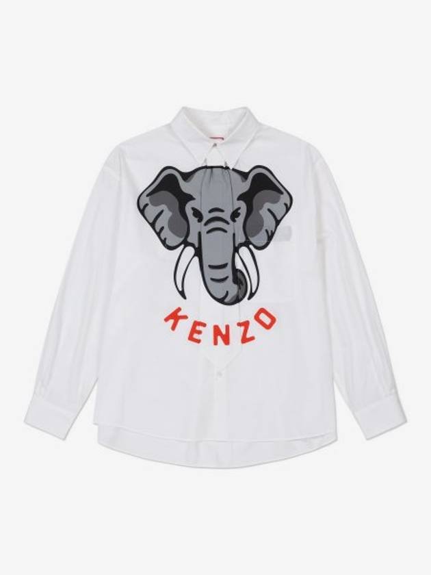 Elephant Casual Cotton Long Sleeve Shirt White - KENZO - BALAAN 2