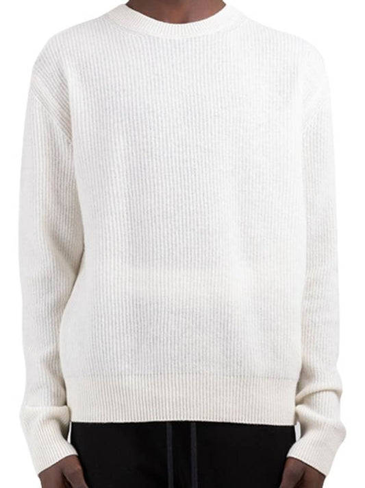 Men's Ribbed Wool Cashmere Blend Knit Top White - MONCLER - BALAAN 2