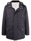 Nylon Gabardine Hooded Padded Jacket Ink - BRUNELLO CUCINELLI - BALAAN 1