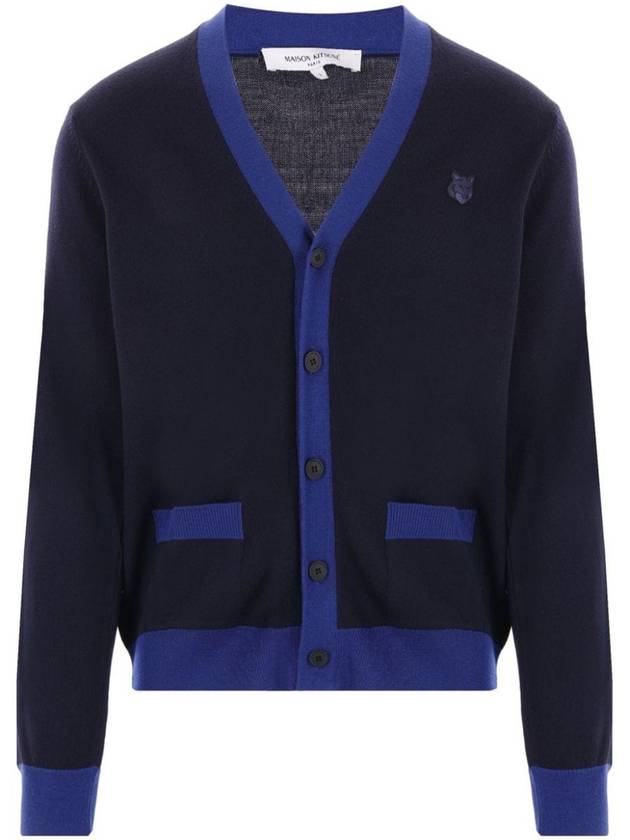 Bold Fox Head Patch Two-Tone Cardigan Ink Blue - MAISON KITSUNE - BALAAN 2