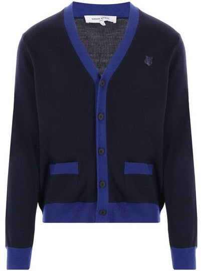 Bold Fox Head Patch Two-Tone Cardigan Ink Blue - MAISON KITSUNE - BALAAN 2