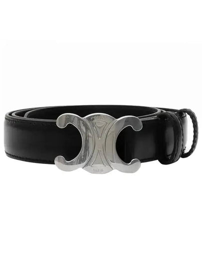 Silver Triomphe Calfskin Belt Black - CELINE - BALAAN 2