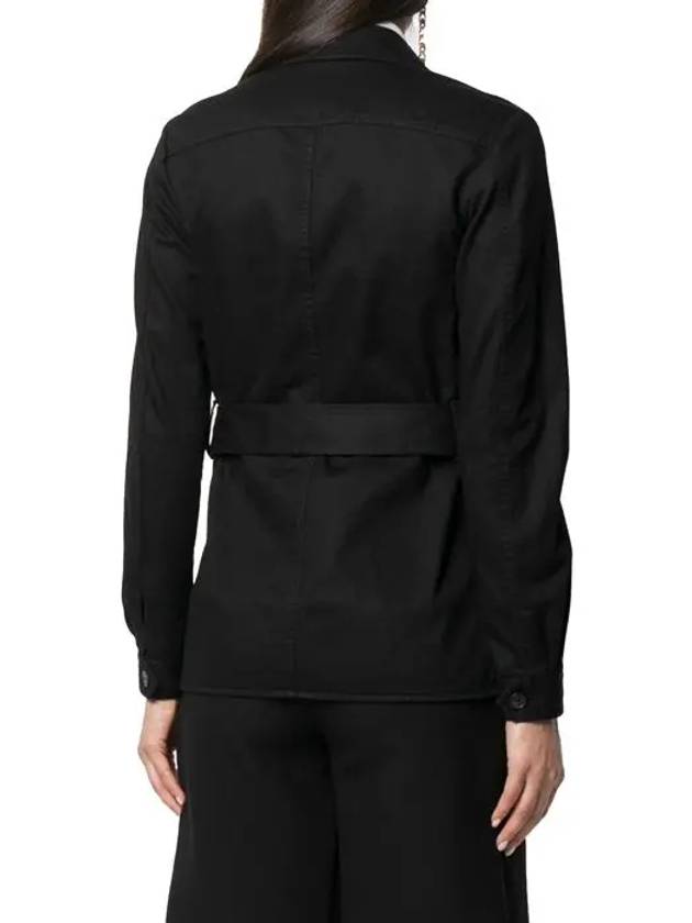 Safari Cotton Gabardine Linen Jacket Black - SAINT LAURENT - BALAAN 5