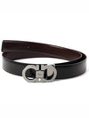 Double Gancini Reversible Leather Belt Black Auburn - SALVATORE FERRAGAMO - BALAAN.