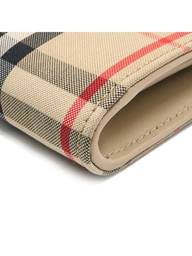 Women s Burberry 8026111 Beige Leather Haymarket Check Canvas Long Wallet gt Gangbuk used luxury goods - BURBERRY - BALAAN 8