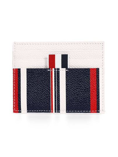 Three Stripe Tab Striped Single Card Wallet Navy White - THOM BROWNE - BALAAN 2