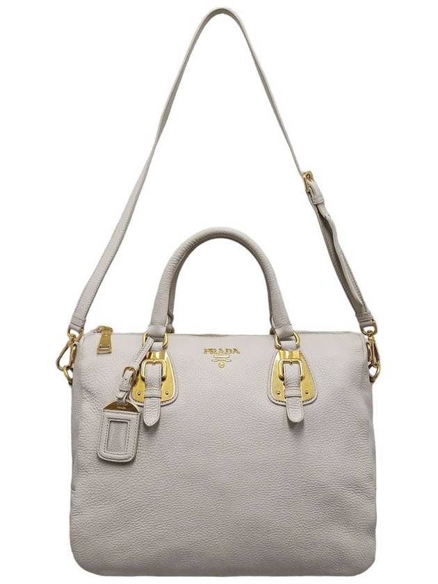 Women s BL0817 Vitello Dino Ivory Gold Logo Tote Bag Strap - PRADA - BALAAN 5