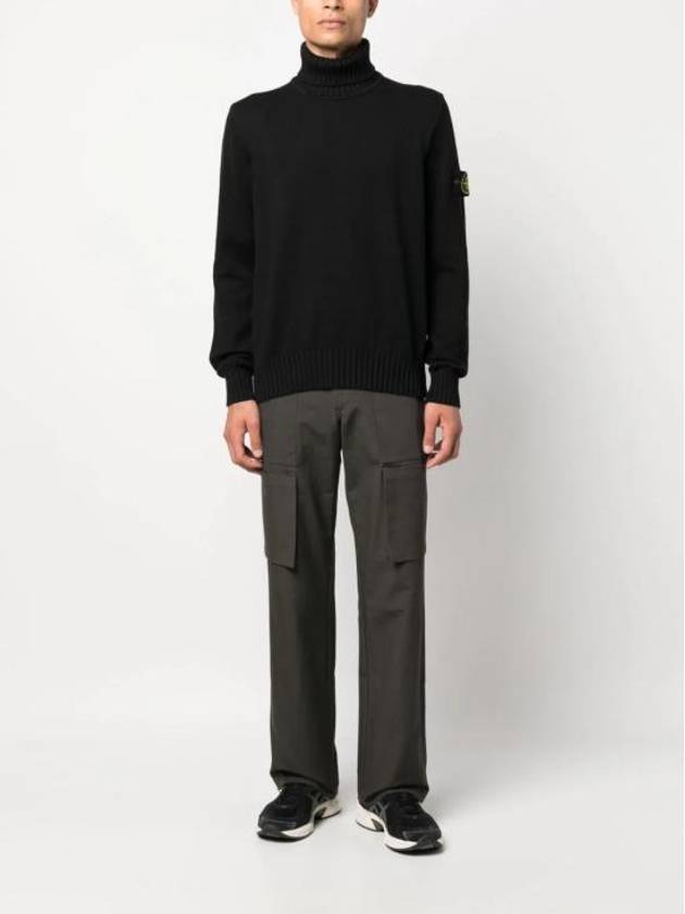 Wappen Patch Loose Fit Cotton Turtleneck Black - STONE ISLAND - BALAAN 3