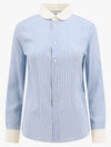 Stripe Silk Shirt Blue - CELINE - BALAAN 2