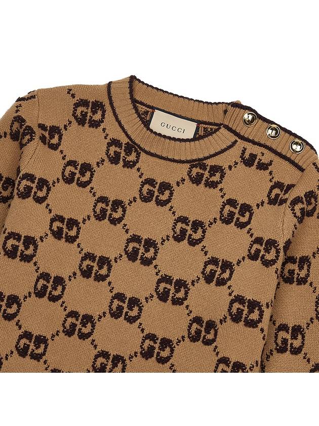 GG Bouclé Jacquard Crew Neck Wool Knit Top Camel - GUCCI - BALAAN 4