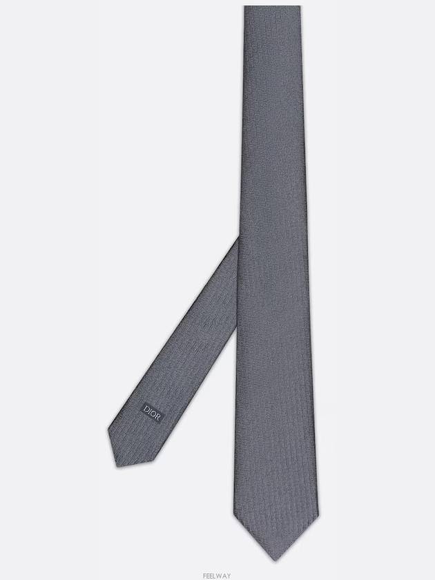 Oblique Silk Tie Grey - DIOR - BALAAN 4