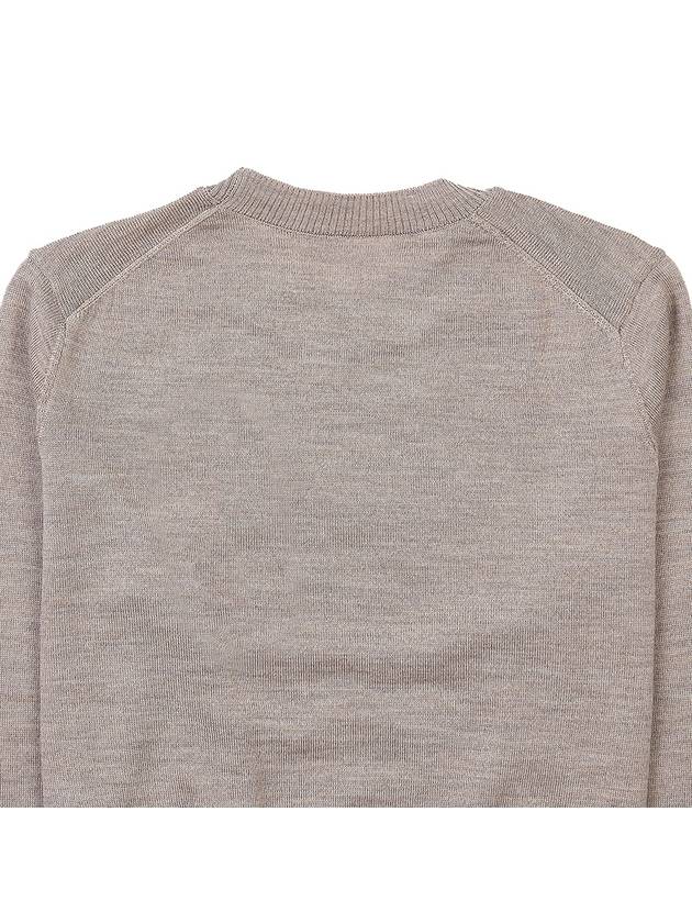 Heart Logo Crew Neck Merino Wool Knit Top Champagne - AMI - BALAAN 8