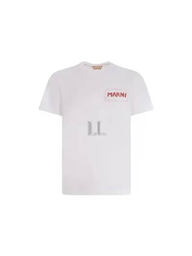 Stitch Logo Short Sleeve T-Shirt Lily White - MARNI - BALAAN 2