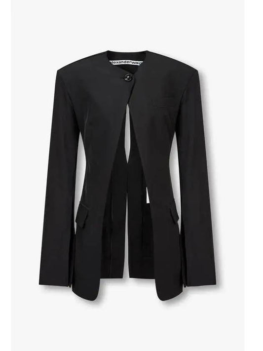 one button slit tailored jacket black - ALEXANDER WANG - BALAAN 1