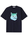 Vibrant Fox Head Easy Short Sleeve T-Shirt Navy - MAISON KITSUNE - BALAAN 6