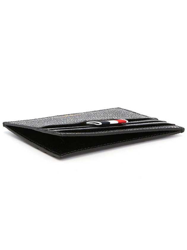 Pebble Grain Leather Stripe Note Compartment Card Wallet Black - THOM BROWNE - BALAAN 5