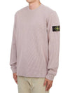 Compass Badge Crew Neck Ribbed Cotton Knit Top Pink - STONE ISLAND - BALAAN 3