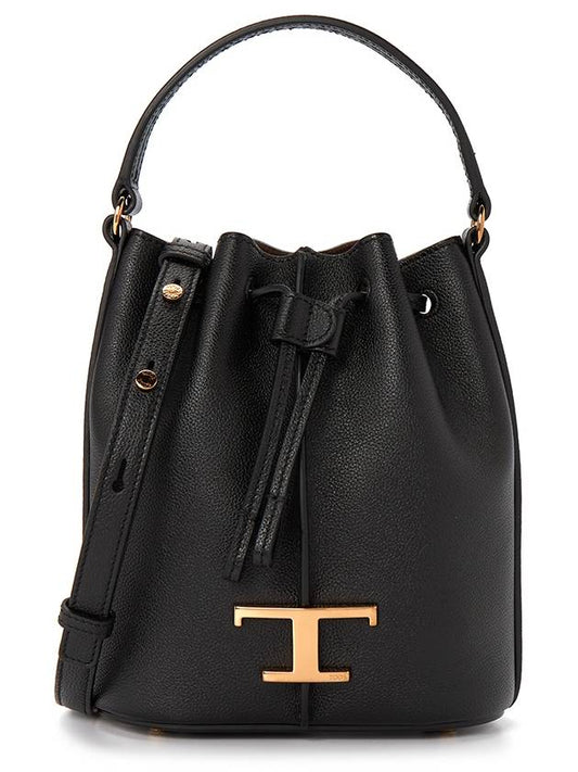 T Timeless Leather Micro Logo Bucket Bag Black - TOD'S - BALAAN 2