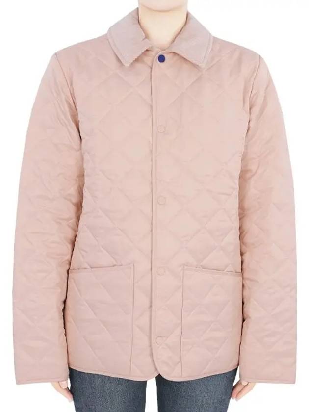 Kids Corduroy Collar Diamond Quilted Jacket Pink - BURBERRY - BALAAN 2