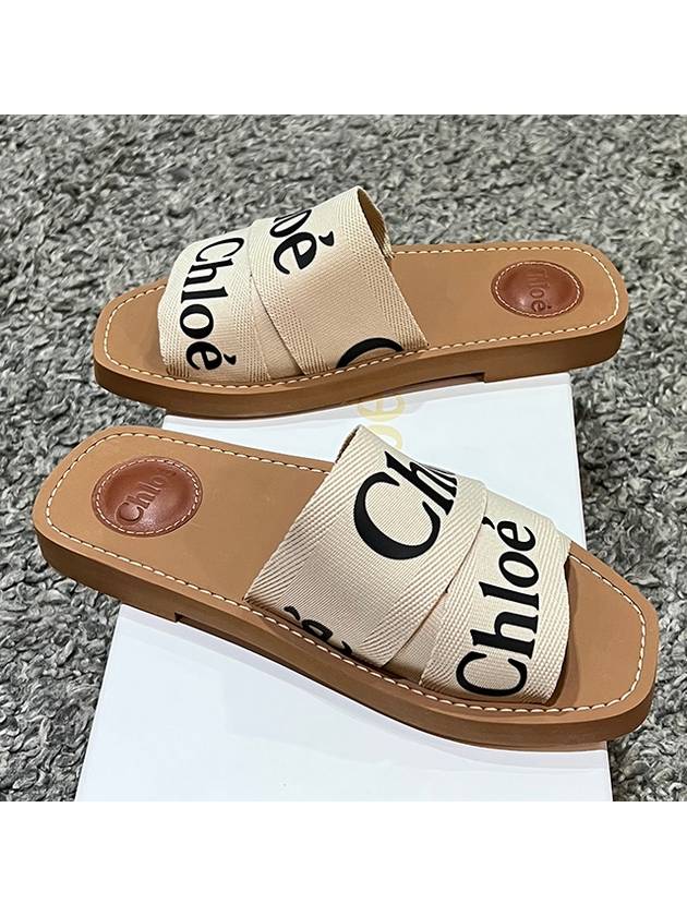 Woody Logo Flat Mule Slippers White - CHLOE - BALAAN 5