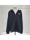 logo patch tricolor accent hooded zip-up black - MONCLER - BALAAN.