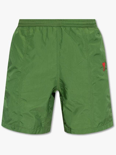 Heart Logo Swim Shorts Green - AMI - BALAAN 2