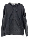 Men's Waffen Patch Fleece Zip Up Hoodie Charcoal - STONE ISLAND - BALAAN 2