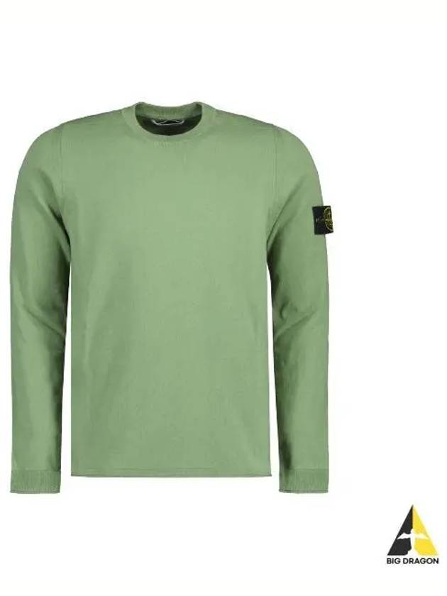 Wappen Patch Crew Neck Cotton Knit Top Green - STONE ISLAND - BALAAN 2