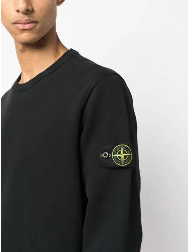 Brushed Cotton Fleece Garment Dyed Crewneck Sweatshirt Black - STONE ISLAND - BALAAN 3