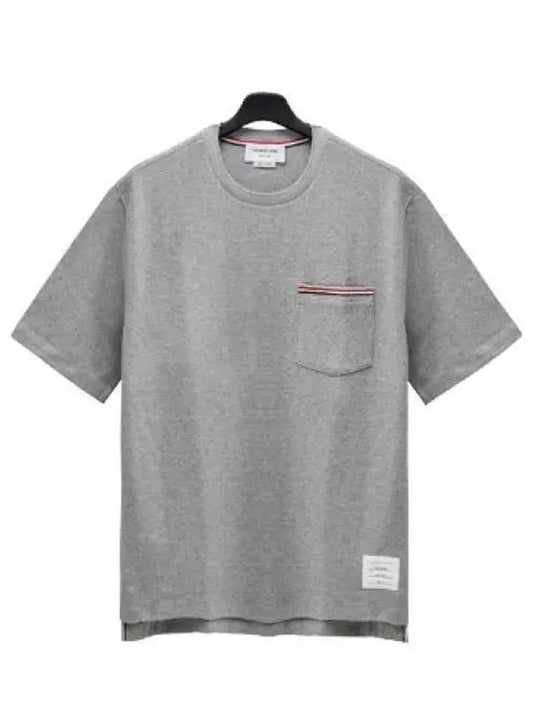 Cotton Oversized Pocket Short Sleeve T-Shirt Light Grey - THOM BROWNE - BALAAN 2
