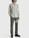 Men's Diagonal Solid Flannel Long Sleeve Shirt Grey - THOM BROWNE - BALAAN 6