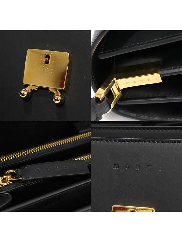 SBMPN09NO1 Matte Black Smooth Calfskin Gold Trunk Medium Shoulder Bag - MARNI - BALAAN 7