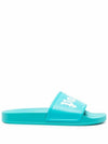 Logo Print Slippers Light Blue - PALM ANGELS - BALAAN 6