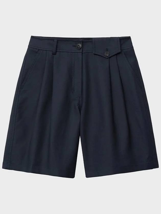 Heavy Chino Wide Bermuda Pants Navy - NOIRER FOR WOMEN - BALAAN 4