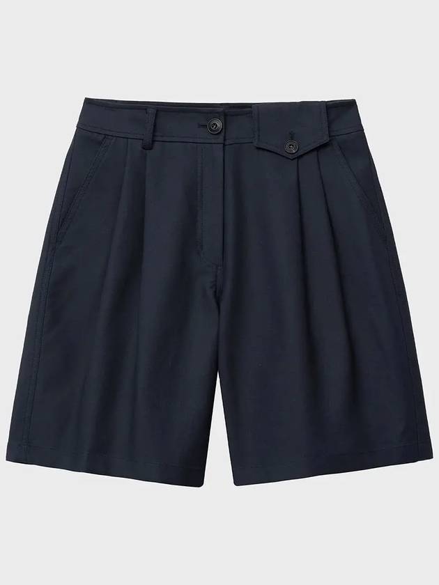 Heavy Chino Wide Bermuda Shorts Navy - NOIRER FOR WOMEN - BALAAN 4