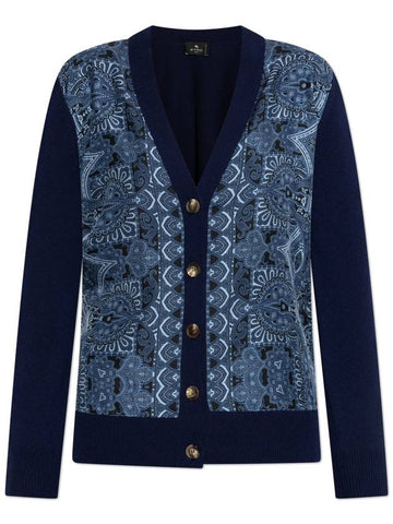 Etro Cardigan With Decorative Pattern, Women's, Navy Blue - ETRO - BALAAN 1