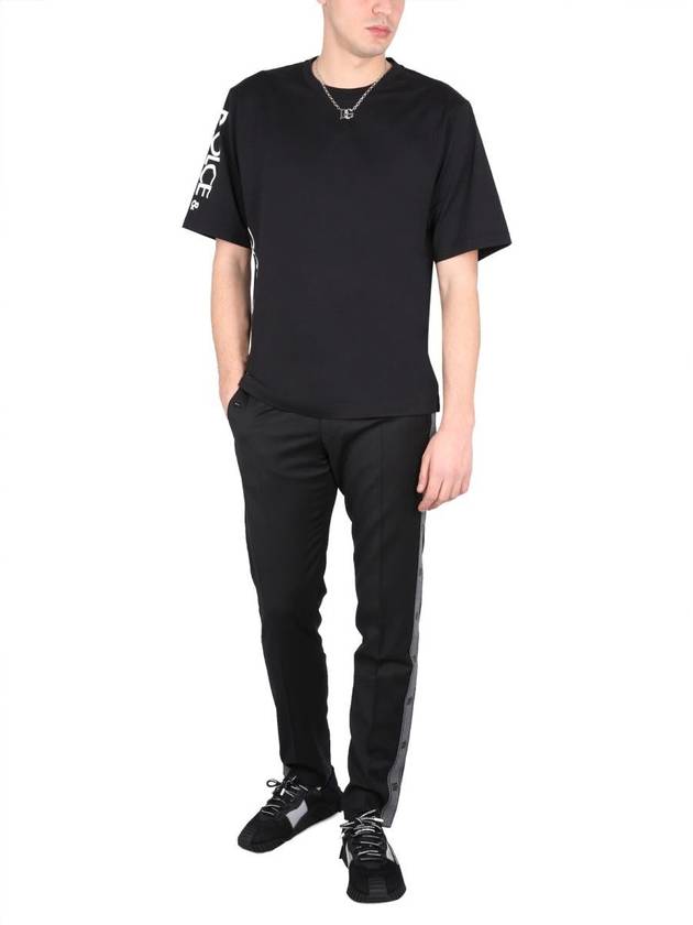 side band wool straight pants black - DOLCE&GABBANA - BALAAN 3