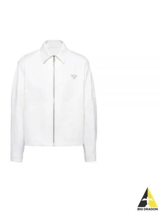 Triangle Logo Bull Denim Zip Up Jacket White - PRADA - BALAAN 2