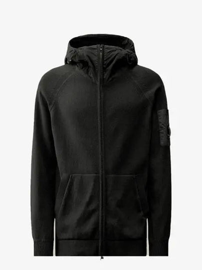 Cotton Mixed Knit Hooded Jacket Black - CP COMPANY - BALAAN 2